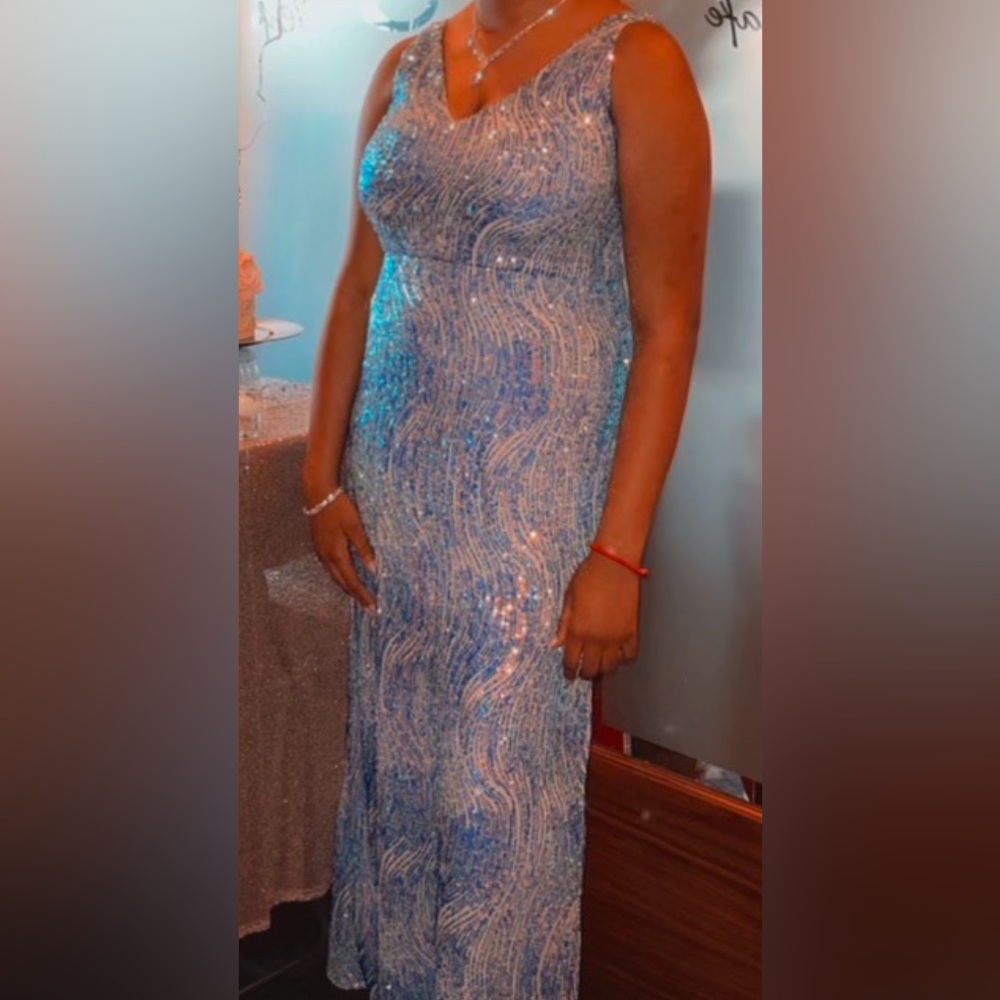 Elegant Blue Sequin Dress